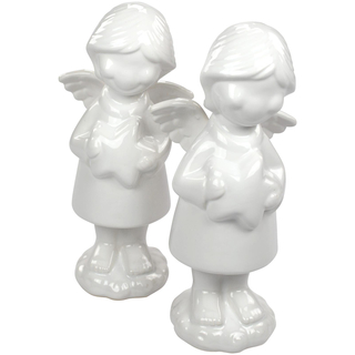 Deko Engel aus Keramik 2 Stück weiß groß 29 cm