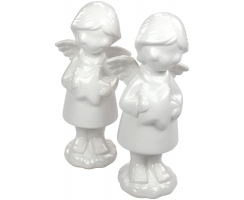 Deko Engel aus Keramik 2 Stück weiß groß 29 cm