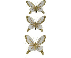 Deko Schmetterling mit Clip 3 Stück gold