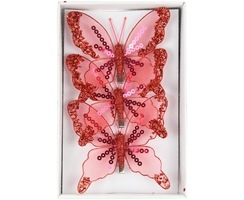 Deko Schmetterling mit Clip 3 Stück rot