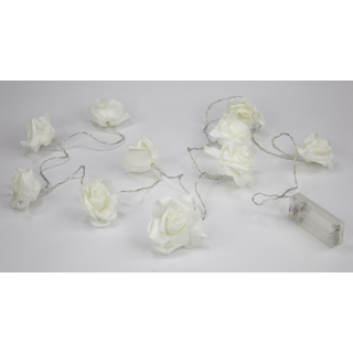Rosen-Blüten Lichterkette mit 10 LED groß weiß