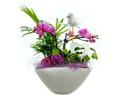 Blumen-Stecker Glitzer Vogel weiß 6 x 25cm 3 Stück Dekostecker Gartenstecker Bird Deko