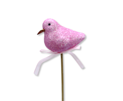 Blumen-Stecker Glitzer Vogel pink 6 x 25cm 3 Stück Dekostecker Gartenstecker Bird Deko
