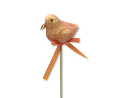 Blumen-Stecker Glitzer Vogel orange 6 x 25cm 3 Stück Dekostecker Gartenstecker Bird Deko