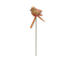 Blumen-Stecker Glitzer Vogel orange 6 x 25cm 3 Stück Dekostecker Gartenstecker Bird Deko