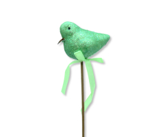 Blumen-Stecker Glitzer Vogel grün 6 x 25cm 3 Stück Dekostecker Gartenstecker Bird Deko