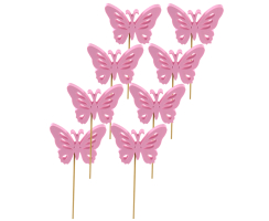 Blumen-Stecker Schmetterling pink 8 x 25cm 8 Stück...