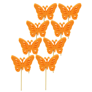 Blumen-Stecker Schmetterling orange 8 x 25cm 8 Stück Dekostecker Gartenstecker Butterfly Deko