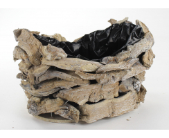 Holz Blumen-Topf mit Kunststoff-Folie 2 Stück