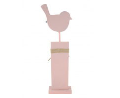 Deko-Ständer Vogel aus Holz rosa S - 27 cm 1 Stück