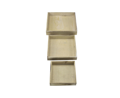Holz Tablett Set 3 Stück quadratisch