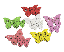 Deko-Schmetterlinge aus Holz bunt 12 Stück