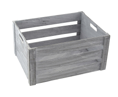 Holz Kiste grau weiß mit Griffen Aufbewahrungsbox...