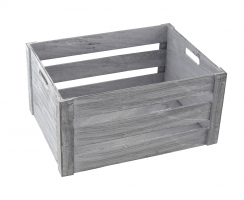 Holz Kiste grau weiß mit Griffen 25 x 15 x 14cm Aufbewahrungsbox Obstkiste Weinkiste Holzkisten