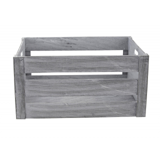 Holz Kiste grau weiß mit Griffen 30 x 20 x 16cm Aufbewahrungsbox Obstkiste Weinkiste Holzkisten