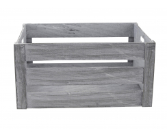 Holz Kiste grau weiß mit Griffen 30 x 20 x 16cm Aufbewahrungsbox Obstkiste Weinkiste Holzkisten