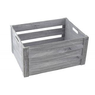 Holz Kiste grau weiß mit Griffen 35 x 25 x 18cm Aufbewahrungsbox Obstkiste Weinkiste Holzkisten