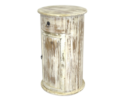 Schrank rund mit Schublade und Türe 75 cm aus Mango-Holz