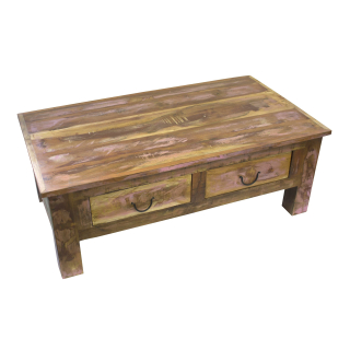 Couch-Tisch mit Schubladen 110 cm aus recyceltem Holz