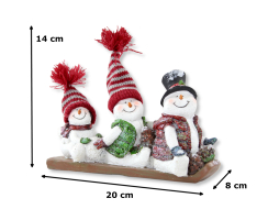 Deko Figur drei Schneemänner ( B ) auf Schlitten