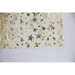 Deko-Stoff Rolle Organza 5m x 48cm gold 1 Stück - mit Sternen