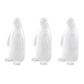 Keramik Figur Pinguin 3 Stück - S hochglanz weiß