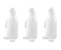 Keramik Figur Pinguin 3 Stück - M hochglanz weiß