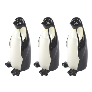 Keramik Figur Pinguin 3 Stück - L schwarz / cremeweiß