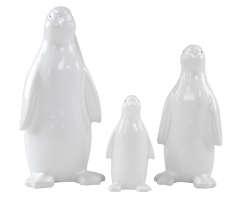 Keramik Figur Pinguin 3 Stück - S, M und L hochglanz weiß
