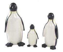 Keramik Figur Pinguin 3 Stück - S, M und L schwarz / cremeweiß