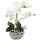 Kunst-Pflanze Orchidee ovaler Topf silber hochglanz und weiße Blüten 33cm hoch künstliche Blume Phalaenopsis
