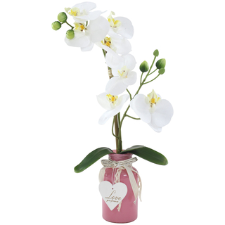 Orchideen-Zweig künstlich 1 Stück (A - mit Blättern 38cm)