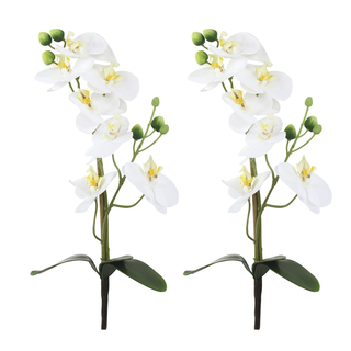Orchideen-Zweig künstlich 2 Stück (A - mit Blättern 38cm)