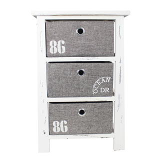 Holz Regal mit Kisten weiß grau L - 57 cm