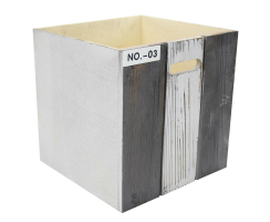 Holz Sideboard mit Kisten weiß grau