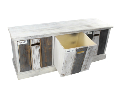 Holz Sideboard mit Kisten weiß grau