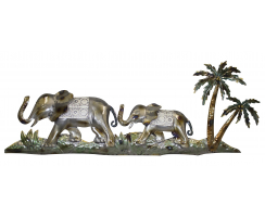 Metall Wand-Bild ( G ) Elefanten 100 x 39 cm