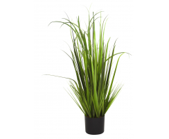 Kunst-Pflanze Gras 90 cm mit schwarzem Topf