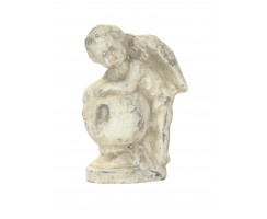 Stein-Figur Engel auf Kugel creme-weiß