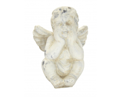 Stein-Figur Engel sitzend creme-weiß