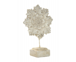 Stein-Skulptur Blume creme-weiß