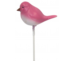 Metall Garten-Stecker Wackel-Vogel pink