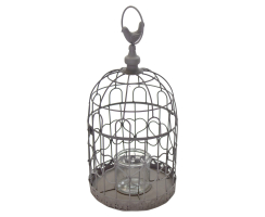 Metall Vogel-Käfig mit Kerzen-Glas