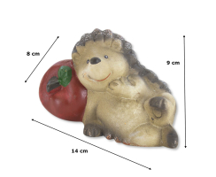 Keramik Figur Igel mit Apfel A und B - 2 Stück