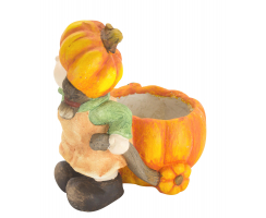 Keramik Pflanz-Figur Mädchen mit Kürbis