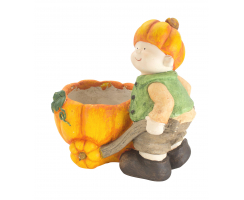 Keramik Pflanz-Figur Junge mit Kürbis