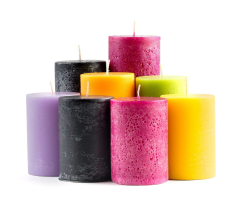 Kerze mit Schimmer - 10 cm und 15 cm hoch - verschiedene Farben