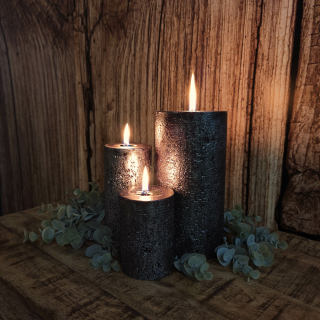 Kerze mit Schimmer 7 x 10 cm Schwarz - 1 Stück