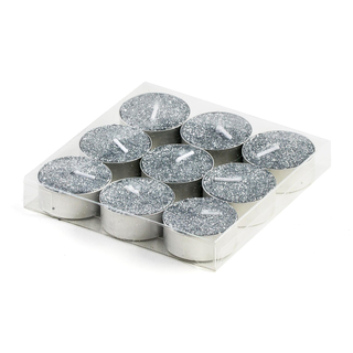 Teelichter mit Glitzer in Silber - 36 Stück