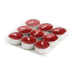 Teelichter mit Glitzer in Rot - 36 Stück